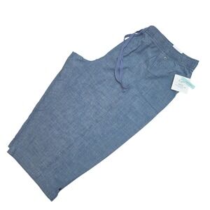 Croft&Barrow Womens 2X Blue Chambray Capri Pants Clam Diggers Comfort Waist NEW